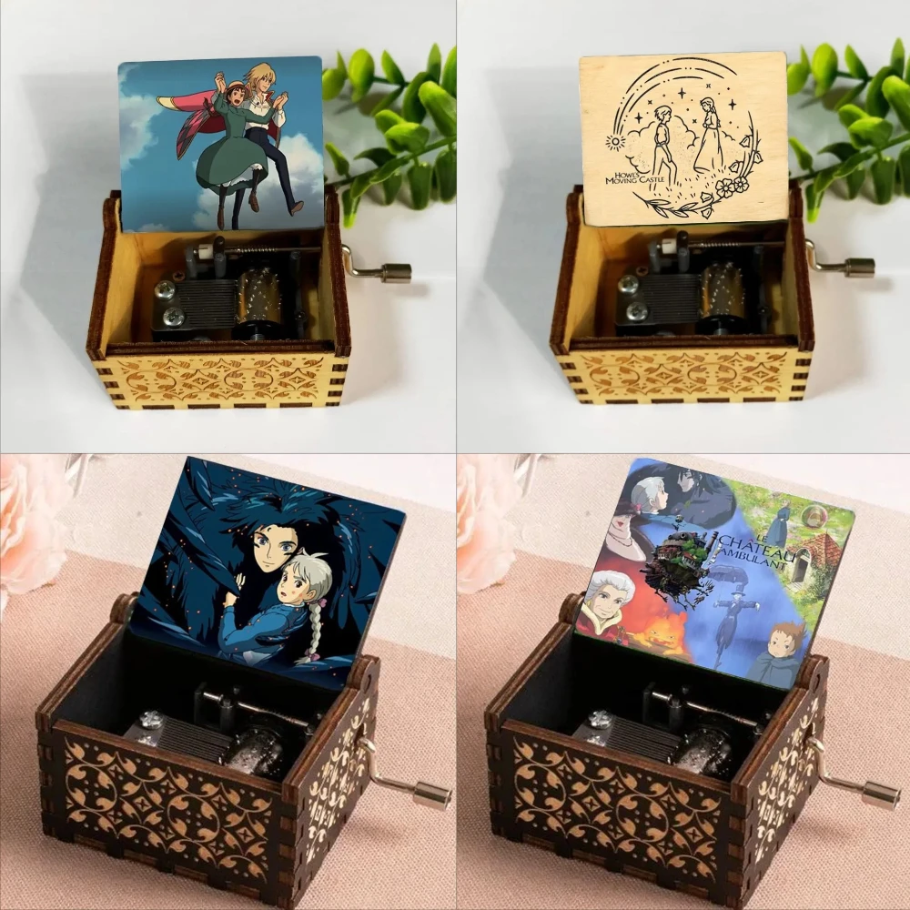 Howl Castle Merry Go Round of Life صندوق موسيقي خشبي مكرنك يدويًا لتزيين الهالوين هدية عيد ميلاد وعيد الأم #1