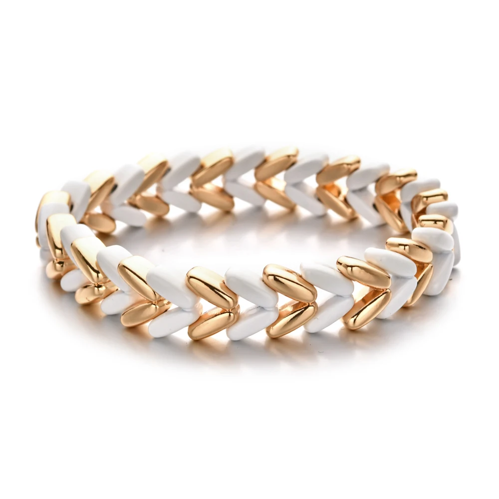 New Design Leaf Feather White Colorful Ear of Wheat Bangle For Women Bohemian Elastic Bracelets For Women Beads Jewelry
