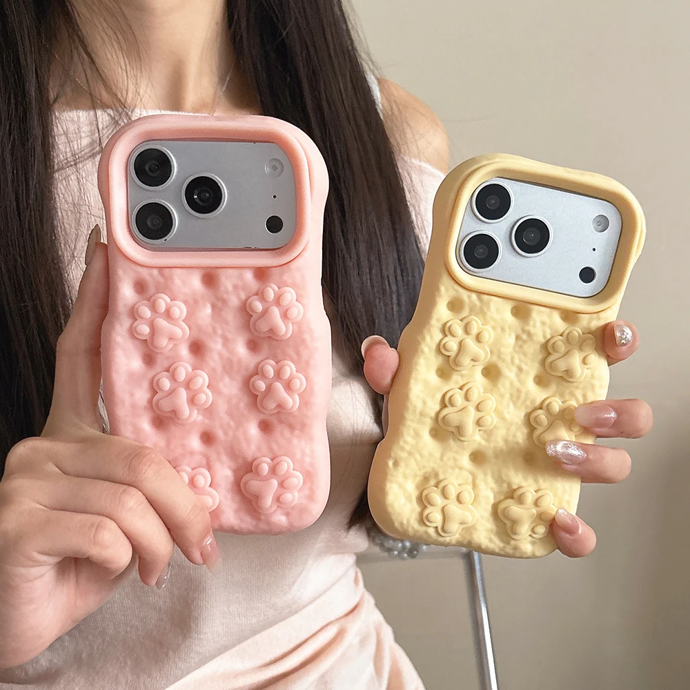 Niedliche 3D Cartoon Katzenpfoten-Brot-Handyhülle für iPhone 17 16 15 14 13 12 Pro Max Stoßfeste Weiche Silikon-Rückabdeckung Capas – Detail 6
