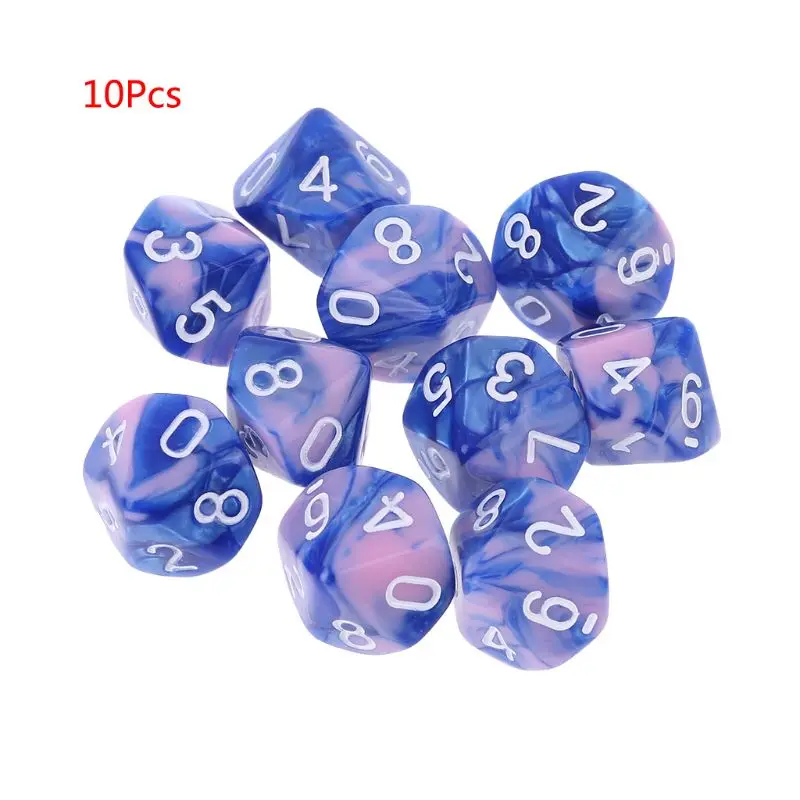 10pcs/set 10 Sided D10 Polyhedral Dices Numbers Dials Desktop Table Board Game Accessories Educational Toys