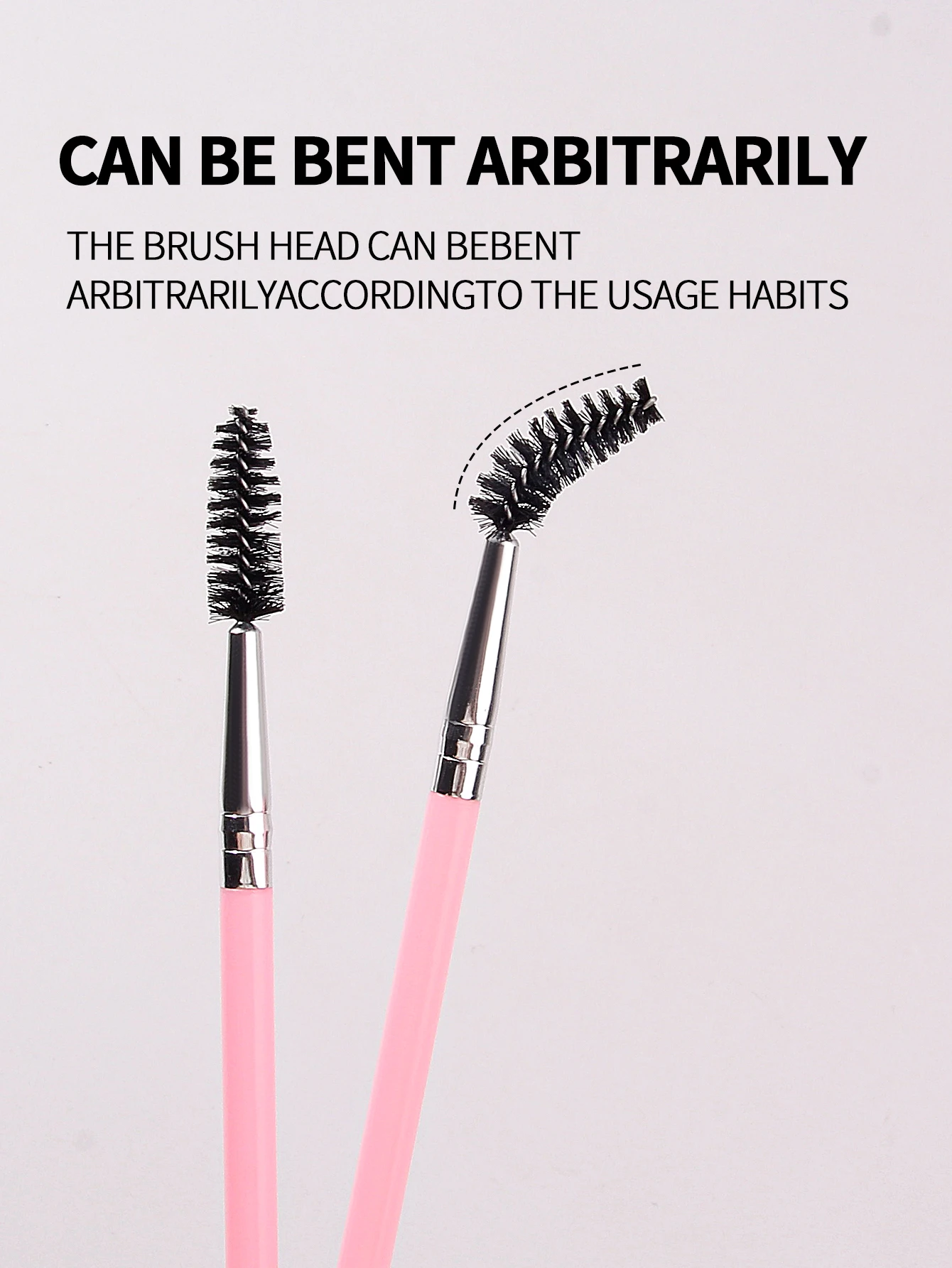 2 SZT. Różowe Dwustronne Pędzle do Makijażu - Spiralny Pędzel do Rzęs, Pędzel do Brwi z Narożkiem i Pędzel do Eyelineru |   Wielofunkcyjna szczoteczka do oczu