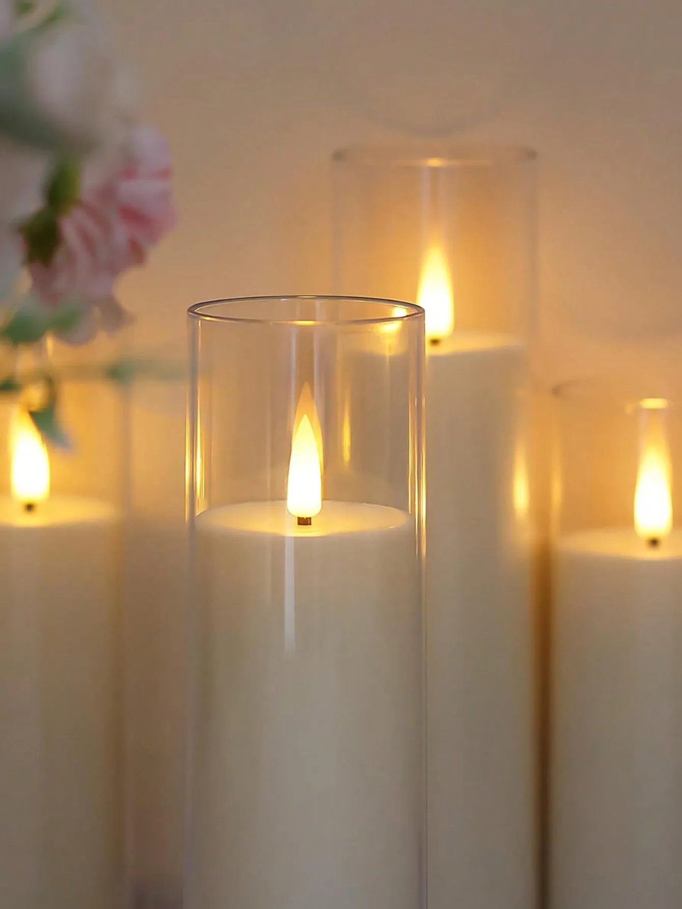 충전식 무선 LED 캔들 램프, 가정 및 바용 3단계 터치 조명