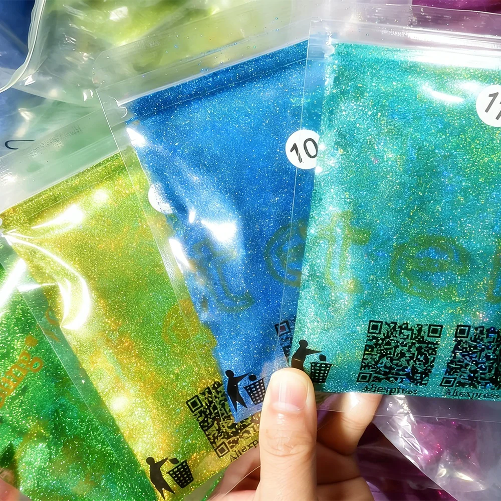 50g/Beutel Schillerndes Laser-Nagelglitzerpulver 0,2mm Holographische Nagelglitzerflocken Staubpulver für DIY-Nagel-Maniküre-Zubehör – Detail 5