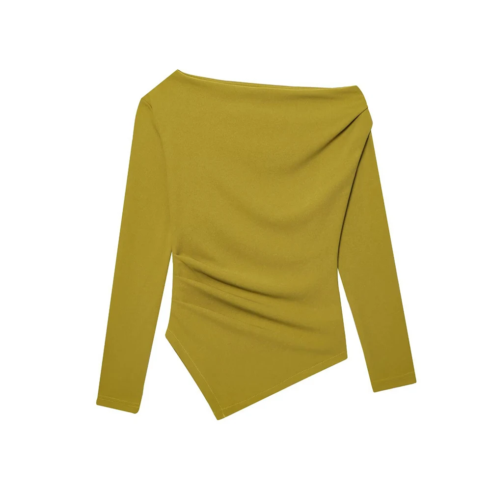 

Cross-Border European and American Clothing Aliexpress Popular American Casual Asymmetric Stretch Tops