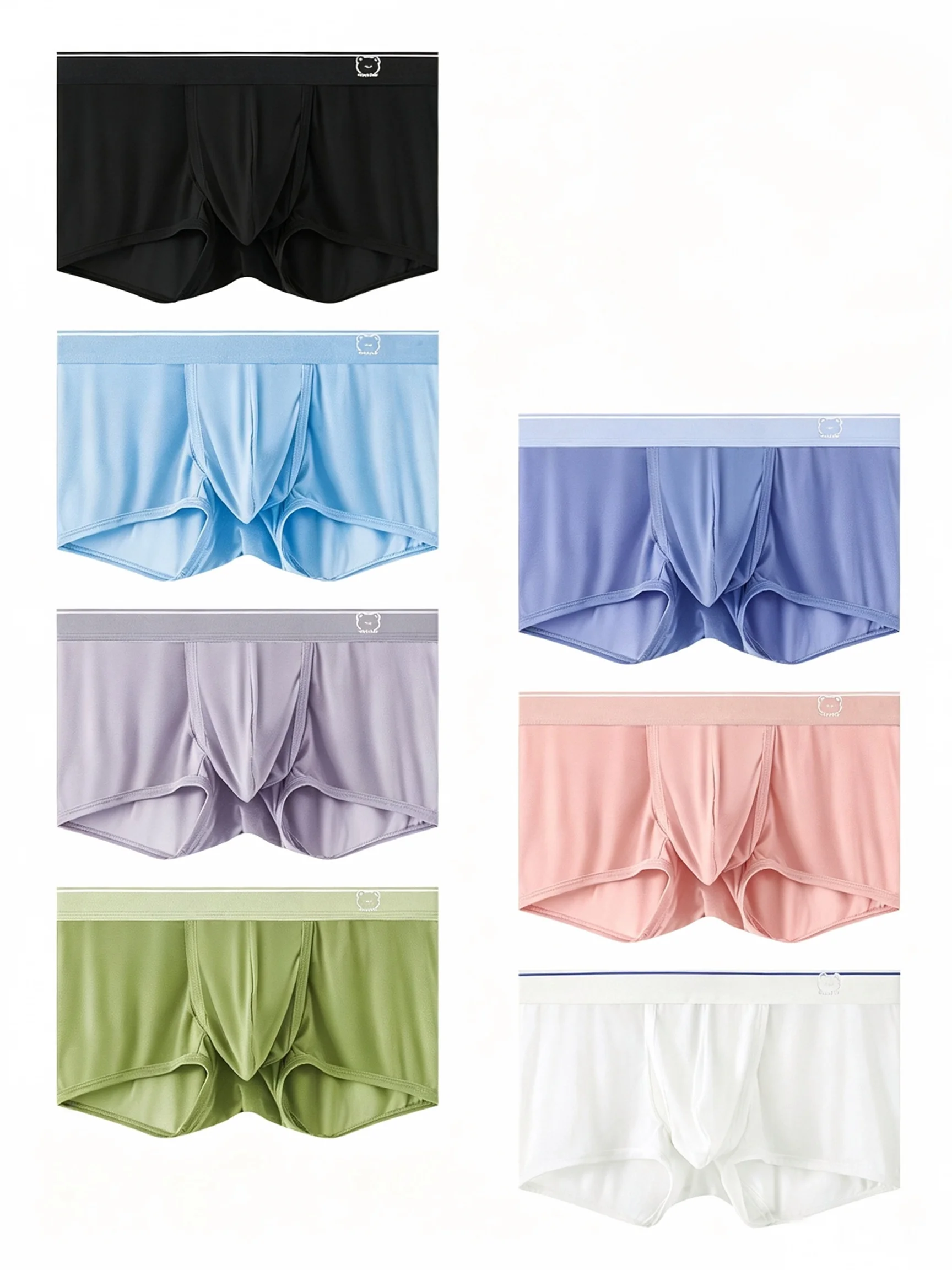 2PC Men's Ice Silk Space Pod Boxer Briefs Thin Anti-Wear Cool  Sexy See-Through Youth College Students Four Corners Underwear