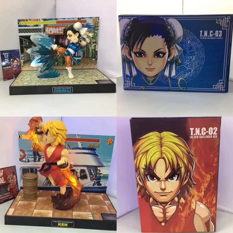 

Anime Street Fighter Gk Chun-Li Ken Action Figure Luminous Statue Desktop Ornaments Boxed Figures Model Collectible Boy Toy Gift
