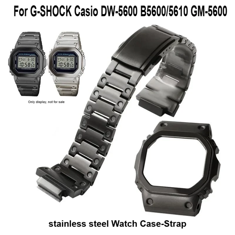 G-SHOCK カシオステンレススチール時計ケース-ストラップ DW-5600 B5600/5610 GM-5600 時計バンドソリッドメタルベゼルマンストラップアクセサリー