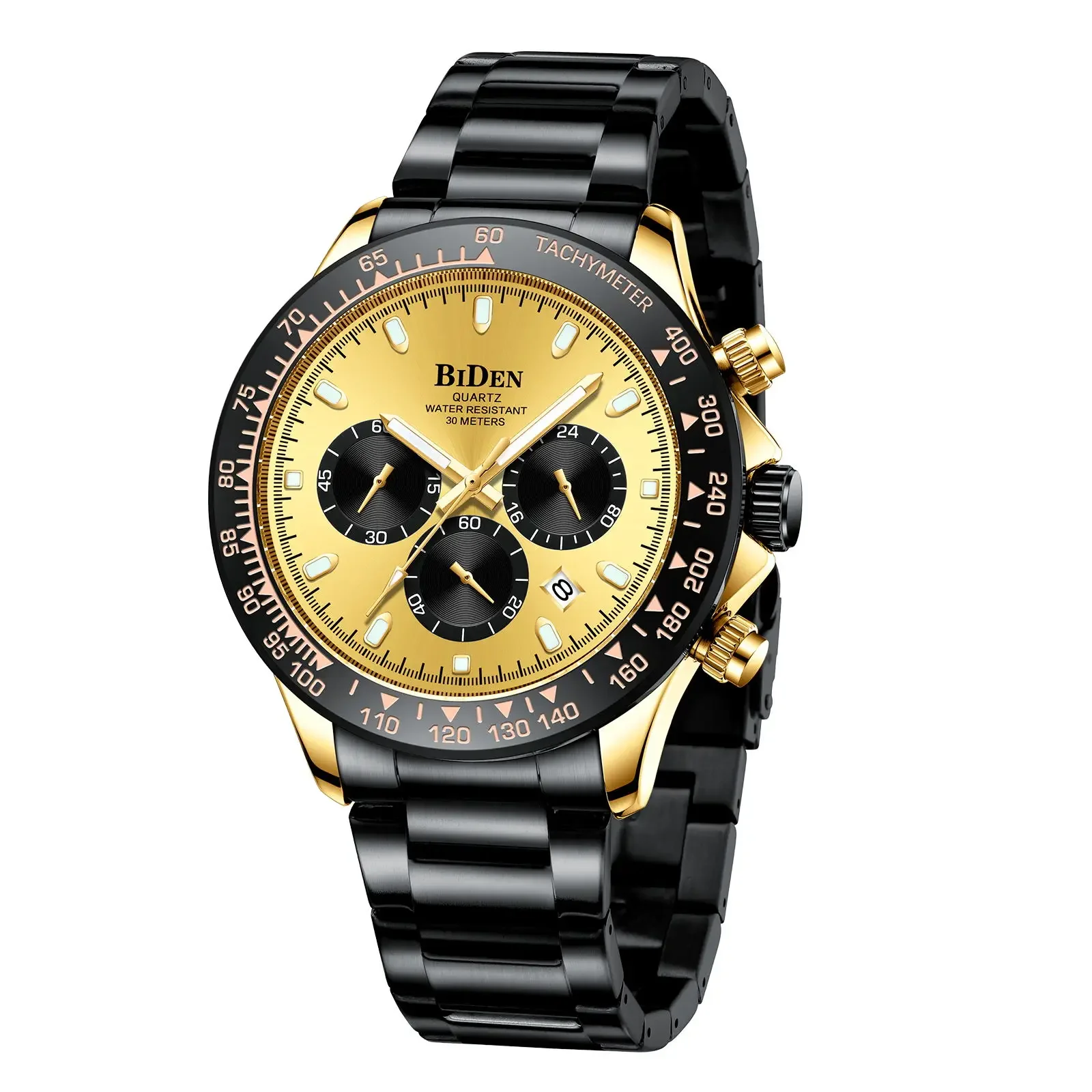 

BIDEN Men's High-end Lightweight Multifunctional Stainless Steel Watch with Quartz Waterproof Men's Clock Factory Direct Sales·