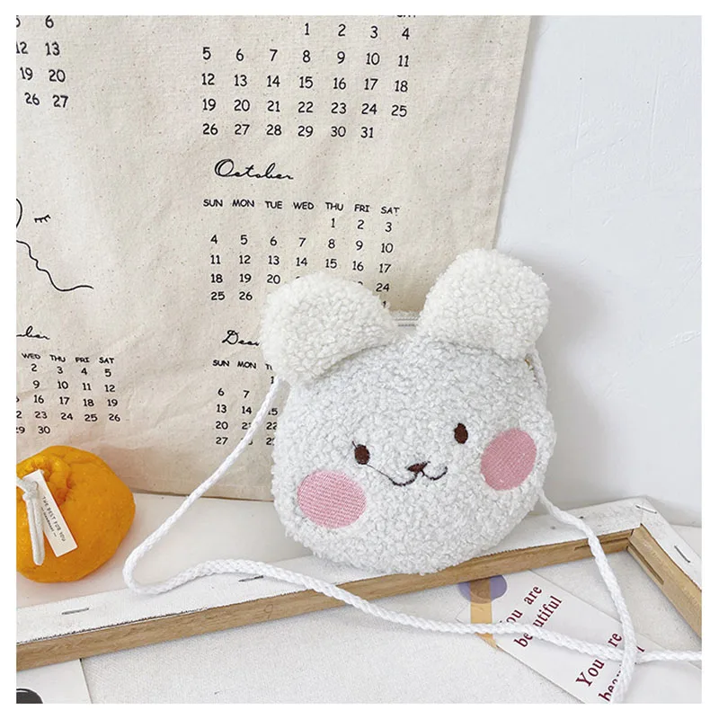 Cartoon Bear Girls Plush Shoulder Bag Autumn Winter Cute Kids Messenger Bag Children Kawaii Crossbody Bag Boys Girls Outdoor Bag