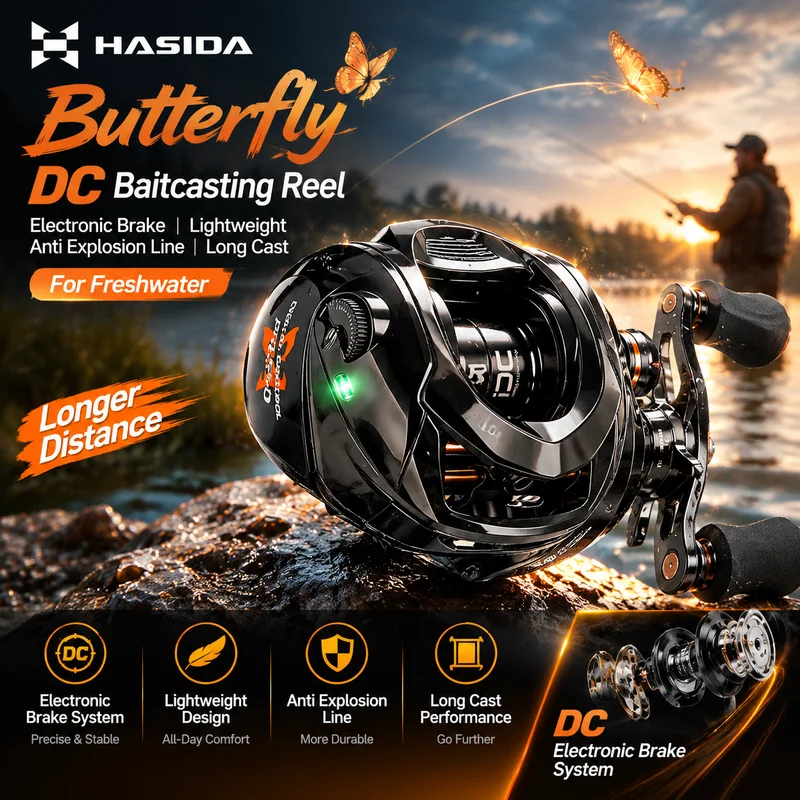 Freshwater Line - Hasda Butterfly DC Baitcasting Makarası, Elektronik