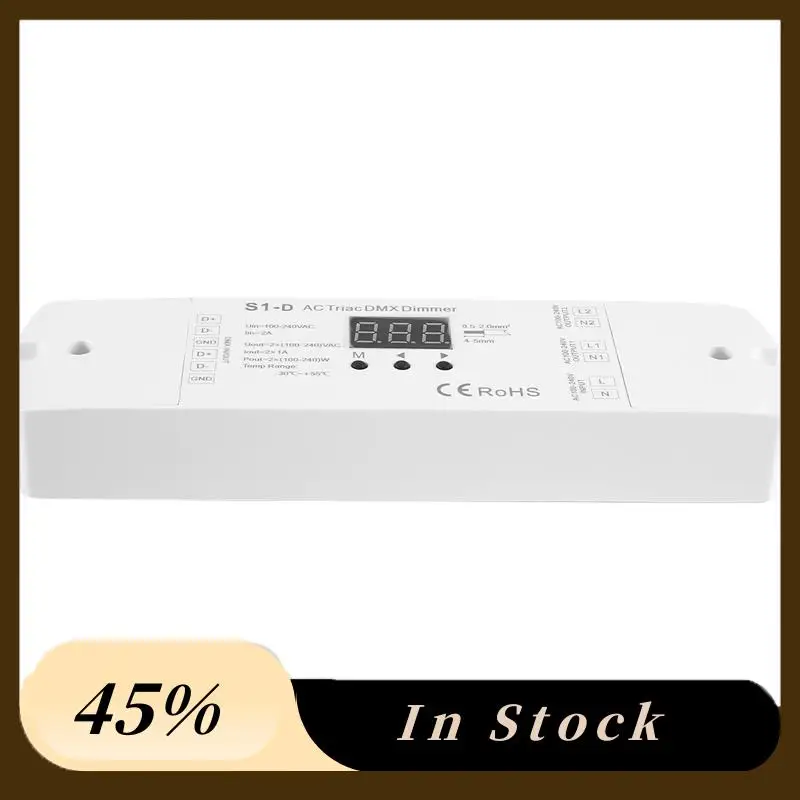 

AC100V - 240V 288W 2CH Симистор DMX Светодиодный диммер, двухканальный выходной кремниевый светодиодный контроллер DMX512 Цифровой дисплей S1-D Белый