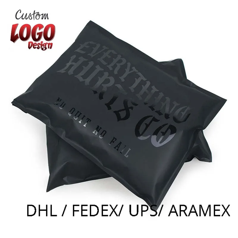 Customized Logo Printed Matte Black Polymailers Clothing Packaging Poly Mailer Shipping Mailing Bags