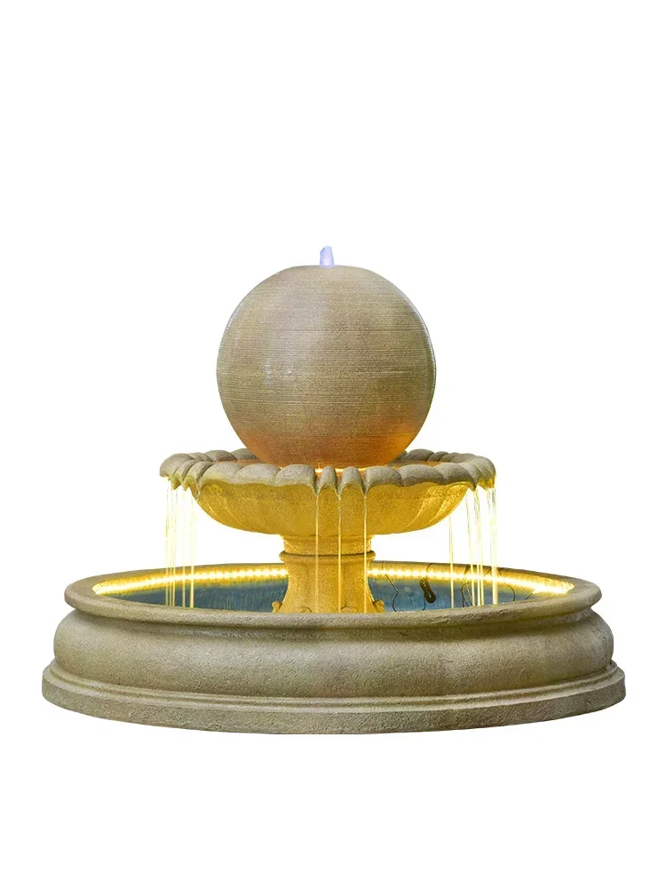 Spherical water fountain ornament hotel living room floor-to-ceiling fish pond landscape transfer lucky decoration