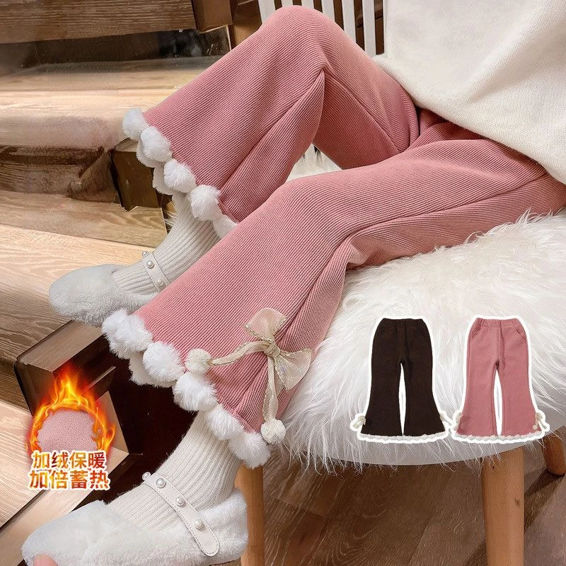 Girls Padded Pants Fall Winter Models Female Baby Winter Flared Pants Thickened Outside Casual Pants Winter Girls Winter Clothes