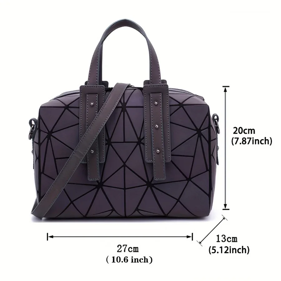 New Geometry Luminous Shoulder Bags for Women Luxury Boston Bag Large Capacity Handbag Female Designer Crossbody Bags Folding