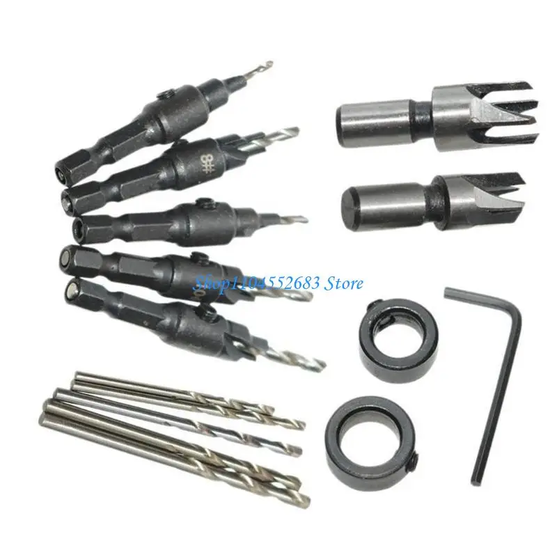 

Y6GD 15pcs Multipurpose Woodworking Drill with Countersink Combination&Hexagonal Key