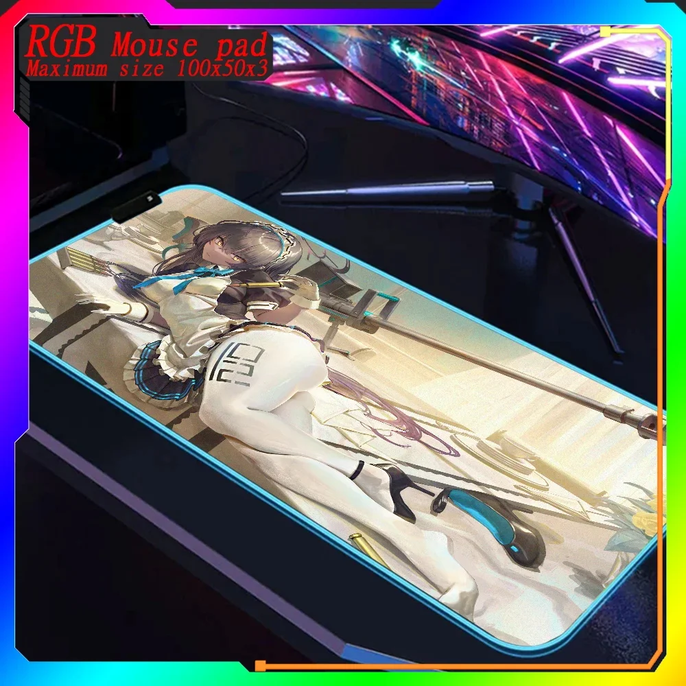 Hot selling items Azur Lane Kakudate Karin HD printing RGB Keyboard Mouse Pad Rubber Carpet Backlit Desk Mat 1000x500 Mouse Pad