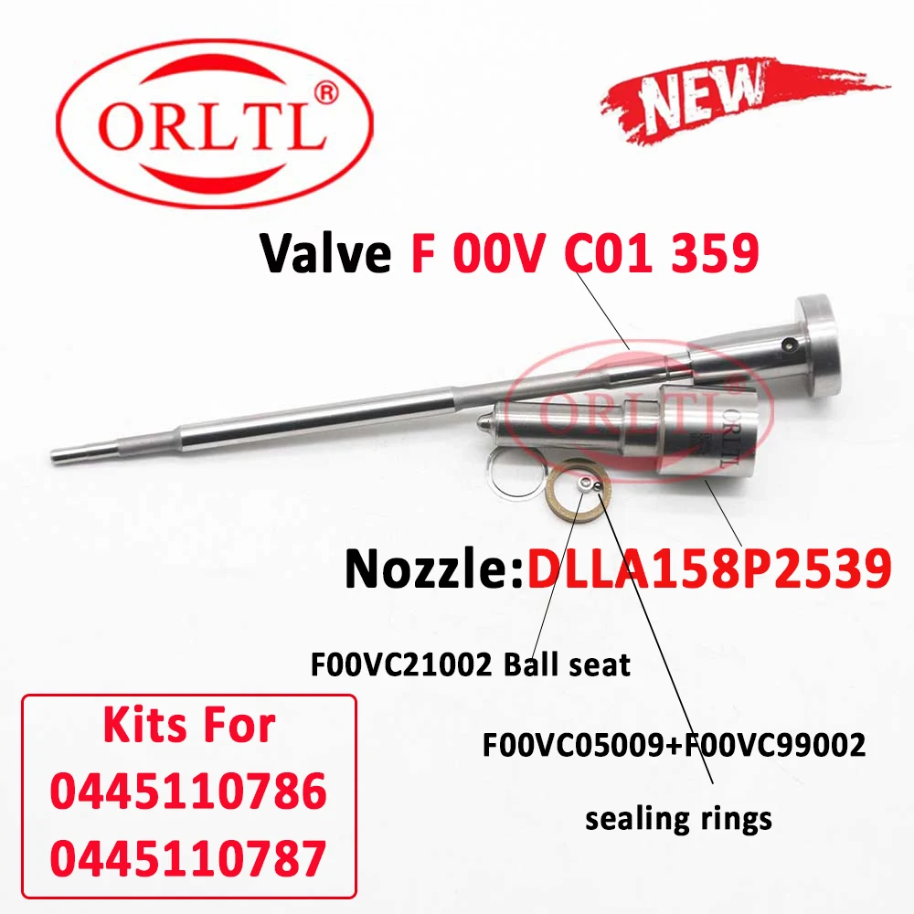 

ORLTL Common Rail Injector 0445110786 0445110787 Repair Kits DLLA158P2539 Fuel Injection Nozzle 0433172539 Valve F00VC01359