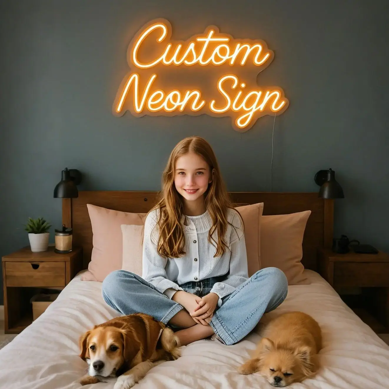 Insegna al neon personalizzata: testo personalizzato a due linee e nome personalizzato, decorazione unica per matrimoni, aziende, casa |   Regalo per bambini e decorazioni per la camera da letto