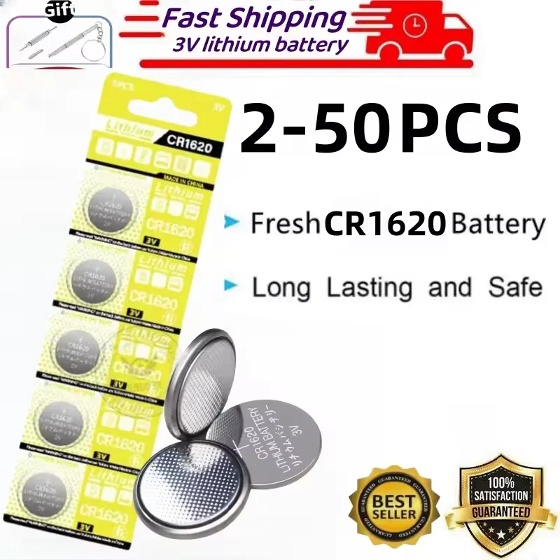 

CR1620 Battery CR 1620 3V Lithium Button Battery for Watch Car Remote Control Calculator Scales Shavers DL1620 BR1620 Coin Cells