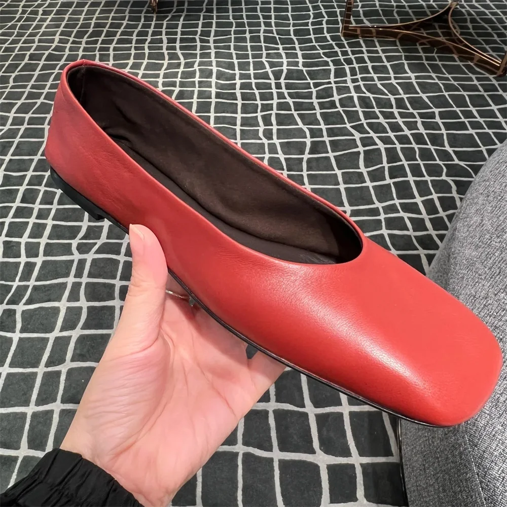 FEDONAS Fashion Classic Soft Genuine Leather Flats Shoes Elegant Basic Square Toe Flats Platforms Spring Summer Office Shoes image 3