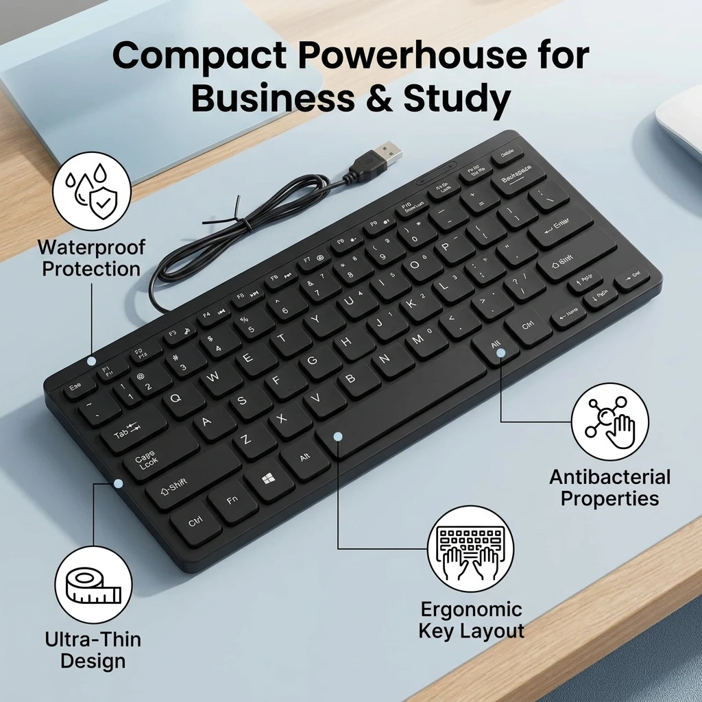 Portable Mini Keyboard USB Wired Waterproof Multimedia Kaypad Laptop Computer Accessories K1000 Wired Keyboard