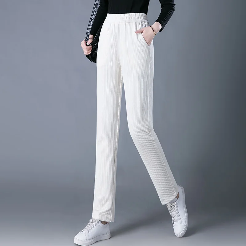 

2023 New Korean Fashion Trend Spring And Autumn Corduroy Casual Vertical Pants Women'S Chenille High Waist Temperament Trousers