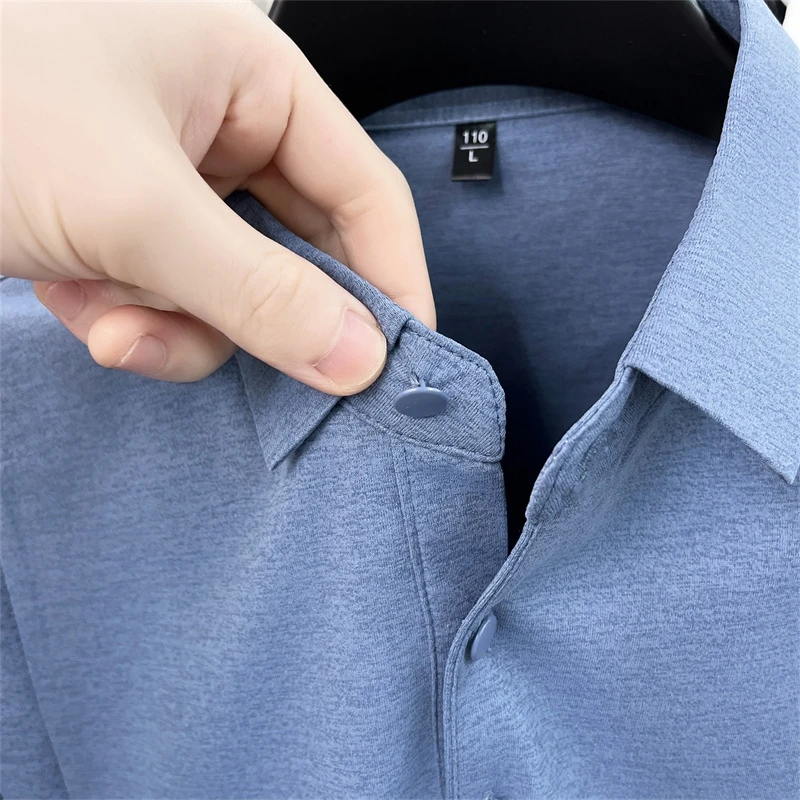 Original Herren Langarm-Poloshirt, schnelltrocknend, atmungsaktiv, mit Revers und Knöpfen, exquisiter Buchstabendruck, Herbst-Freizeit-Sportbekleidung für Herren – Detail 9