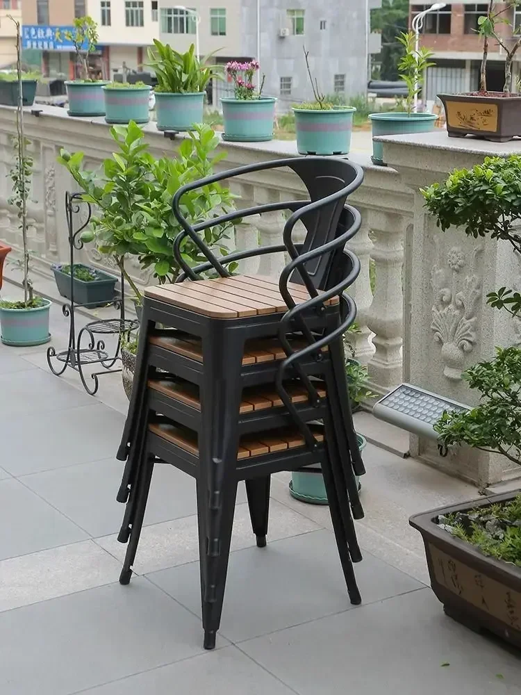 

Outdoor Courtyard Anti-corrosion Plastic Wood Table And Chair Combination Internet Celebrity Milk Tea Shop Cafe Outdoor