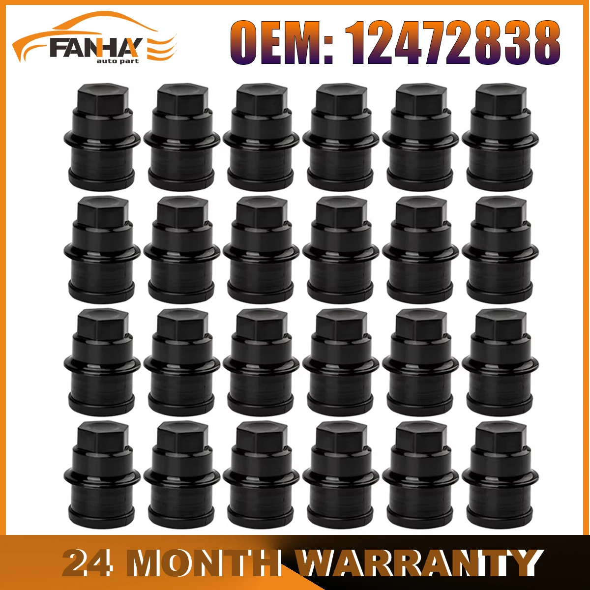 

24PCS OEM 12472838 Black Wheel Nut Cap Covers 22mm For Chevrolet For Cadillac For GMC C1500 C2500 9597158 15767268 AM-1501915936