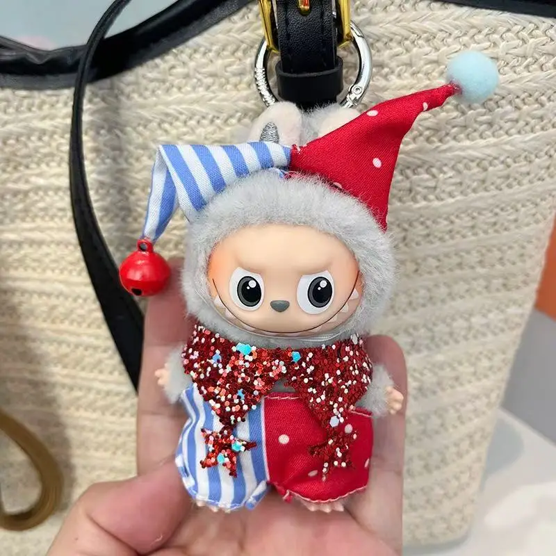 Labubu 4.0 عباءة عيد الميلاد كيب الزي لطيف سانتا نمط القلب رمز سلسلة ملابس الدمى واللباس #5