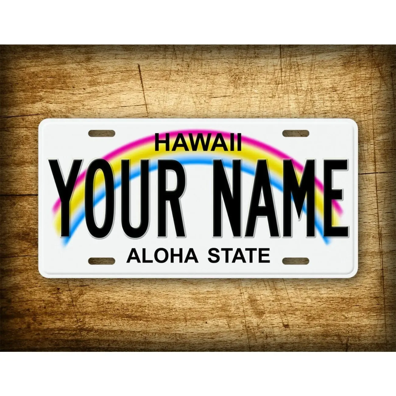 Custom Personalized Hawaii State Rainbow Metal Sign Waterproof Dustproof Indoor Outdoor Wall Home Decor