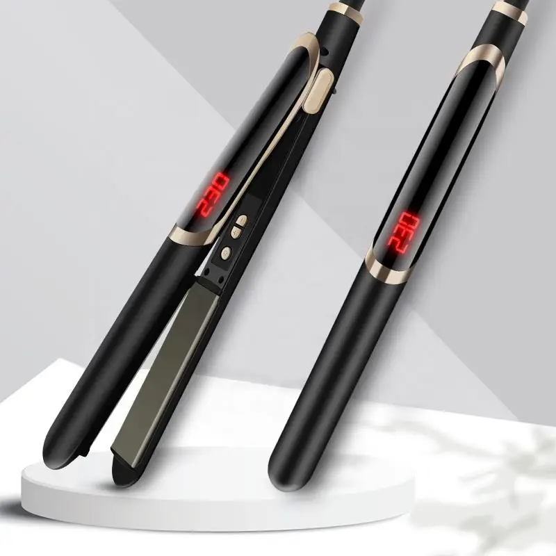 

Household portable 2-in-1 LCD display ceramic plate straightening comb iron and electric curling brush styling tool