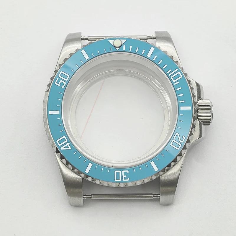 Mod 40mm NH35 Case Silver SUB Watch Case Sapphire Crystal Glass Fit for NH35 NH36 4R35 7S Movement 28.5mm Dial Cases Refit Parts
