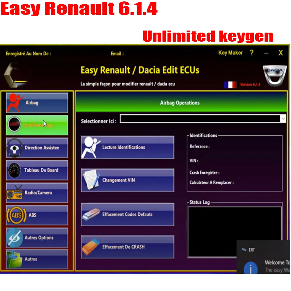 Cars accessories Easy Renault 6.1.4 Software for Renault ECU Programmer Clear Crash Airbag Card Keys UCH Cleaner WORK with OBDLi