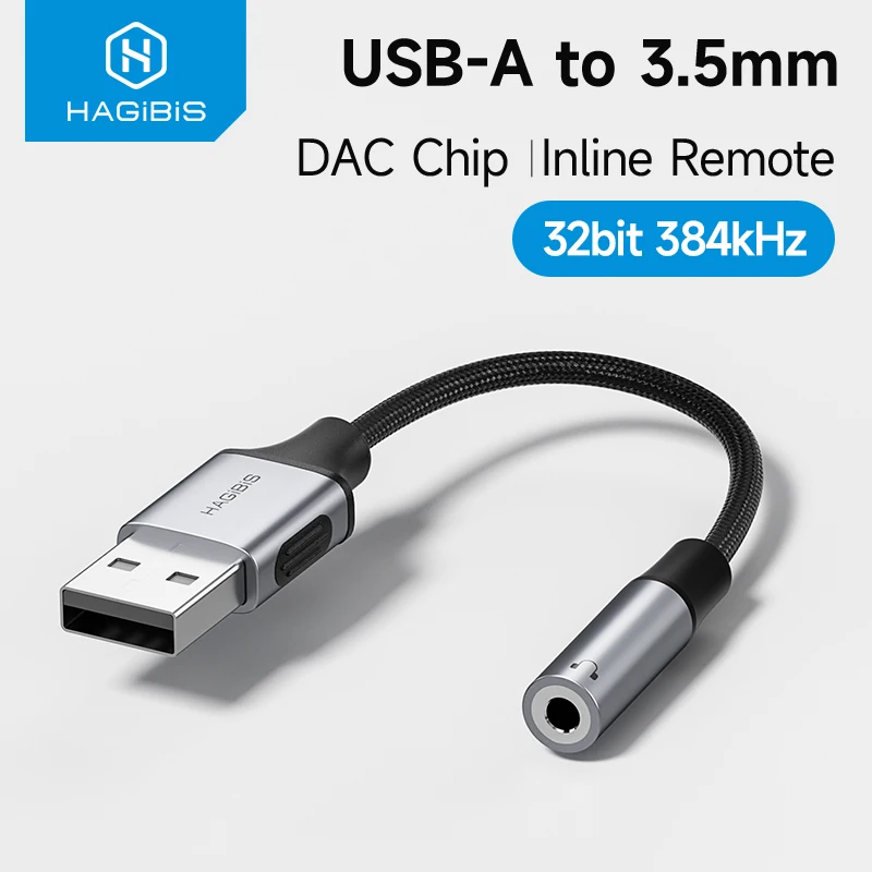 Hagibis USB to 3.5mm Headphone Jack Adapter External Sound Card DAC USB-A to Aux Audio for Windows PC Laptops Mac Speaker PS5