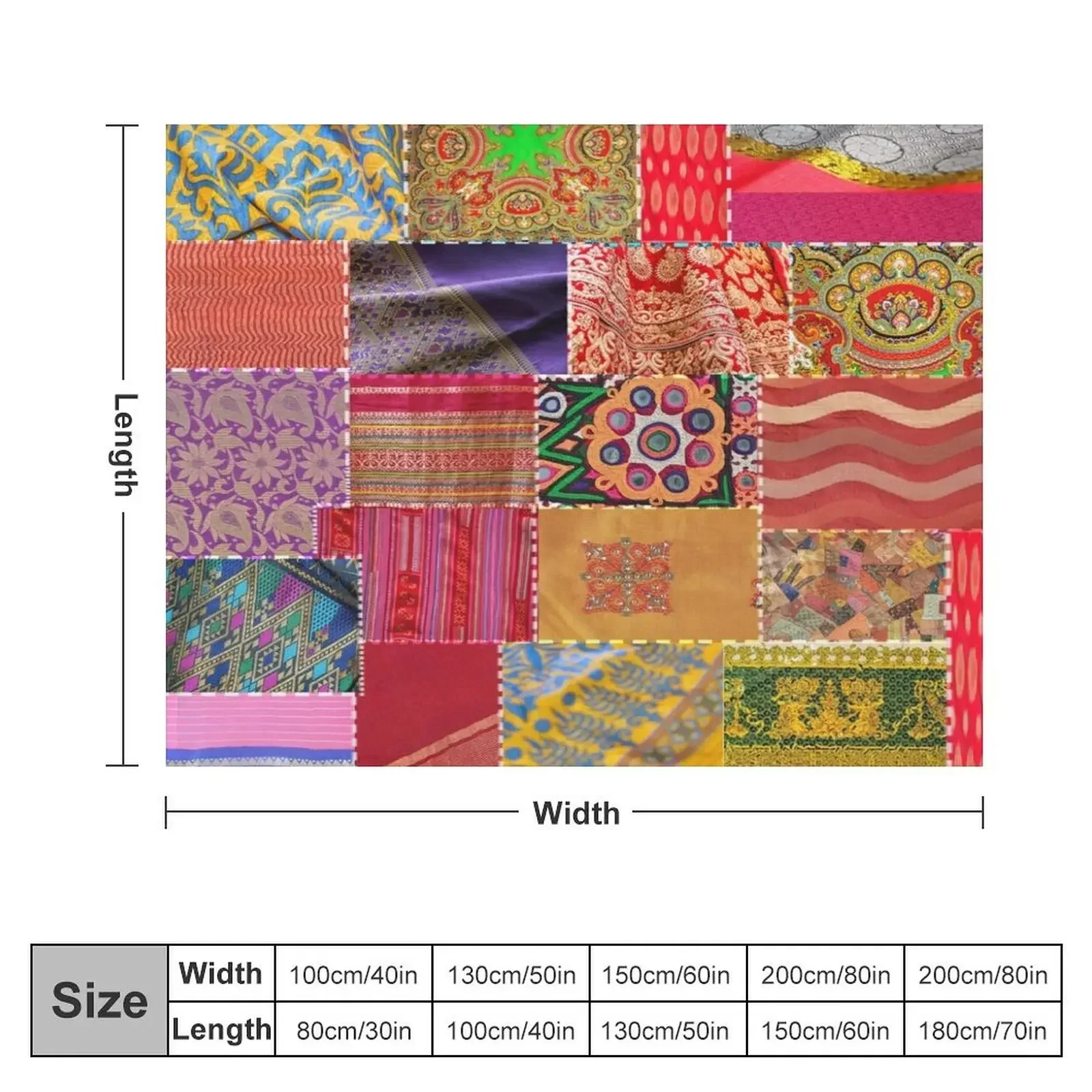 Boho Art Sari Patchwork Quilt Throw Blanket Sofa cosplay anime Blankets