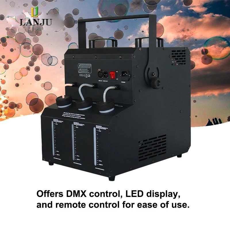 1500W Smoke Bubble Machine 2Holes LED Beam Fog Machine DMX 512 Control Wedding Stage Bubbles Effect for DJ Disco Bar Partie Show