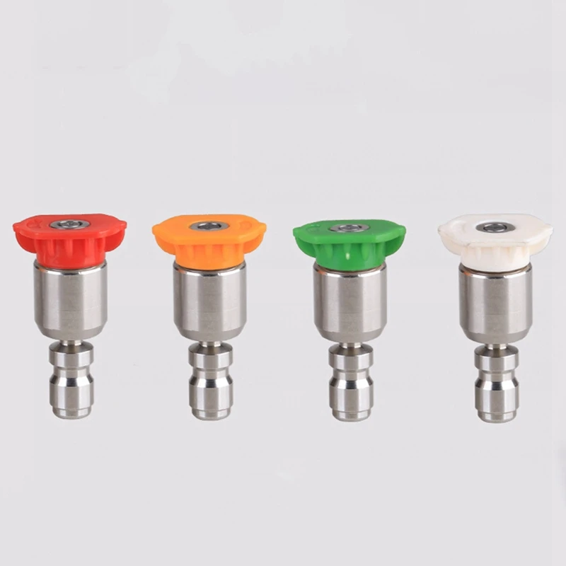 1 Set Nozzle Wash Accessories 360 Degree 1/4 Inch Stainless Steel 4000Psi Quick Connect High Pressure Spray 0 15 25 40 Degree