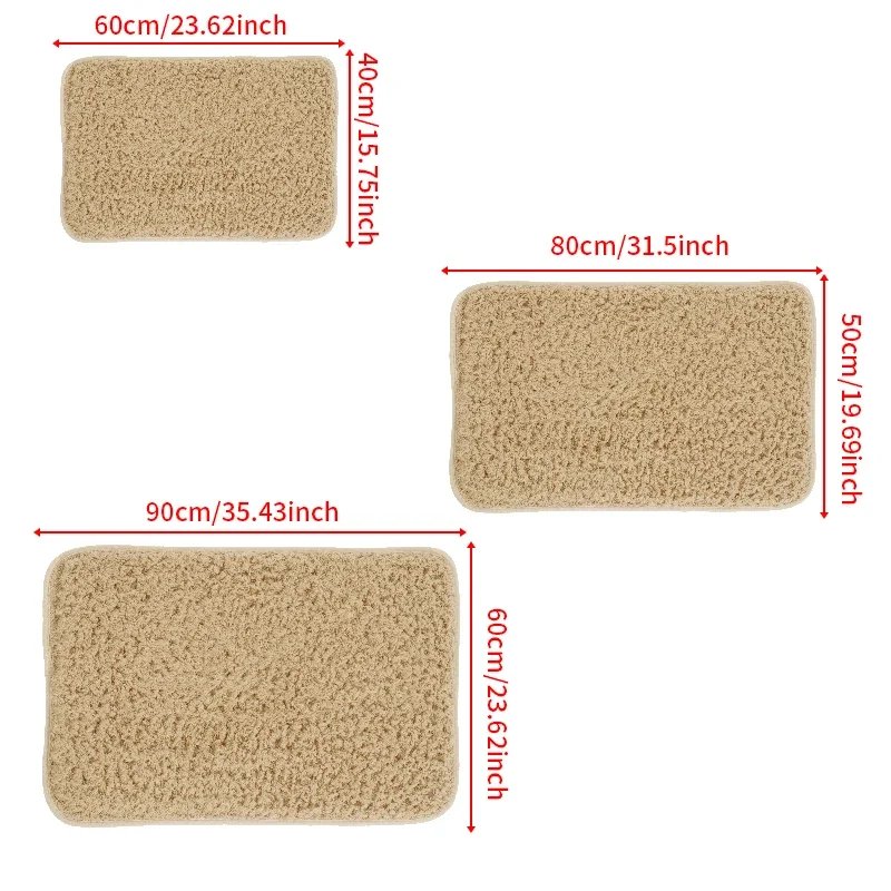 Thickened Plush Doormat Rug Solid Color Microfiber Shaggy Carpet Non-Slip Bathmat Velveteen Rug Machine Washable Carpet Mats