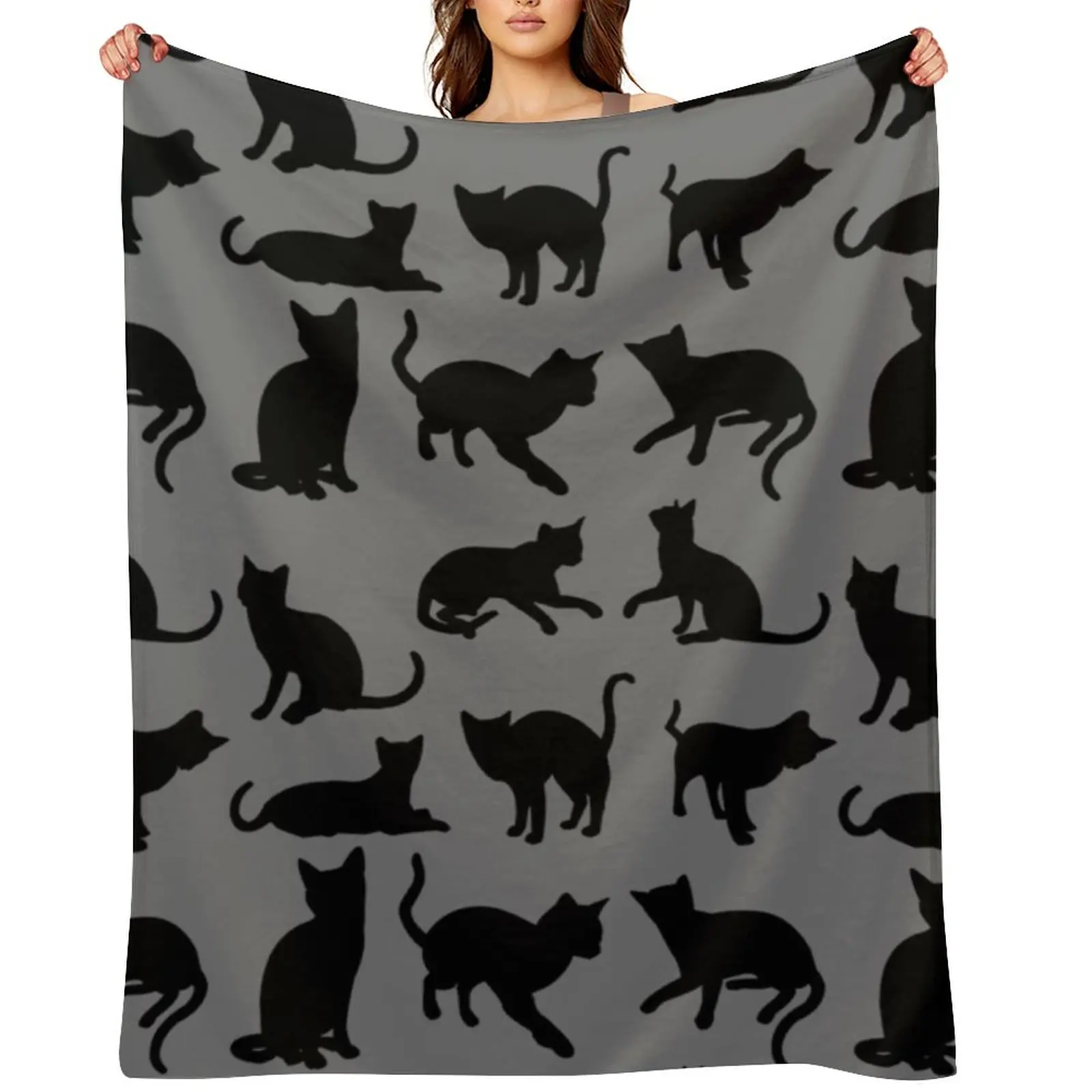 

Black cats Throw Blanket Furrys for winter valentine gift ideas Thin Blankets
