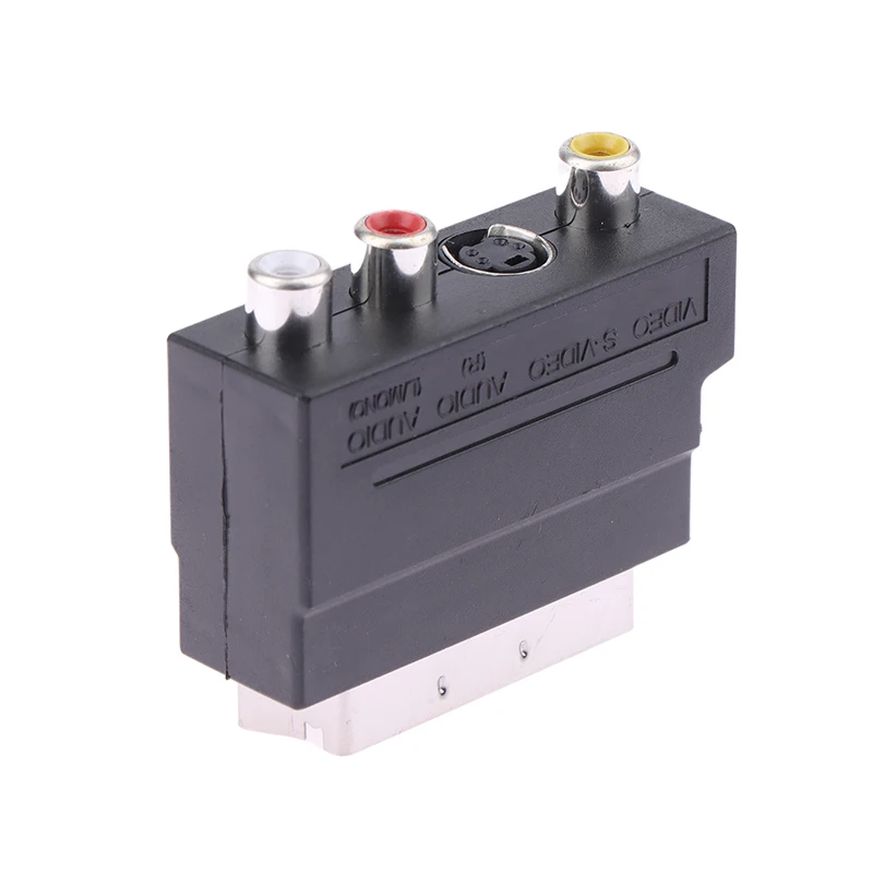 21Pin Scart Adaptor AV Block To RCA Phono Composite S-Video With In/Out Switch Scart Adaptor AV Block