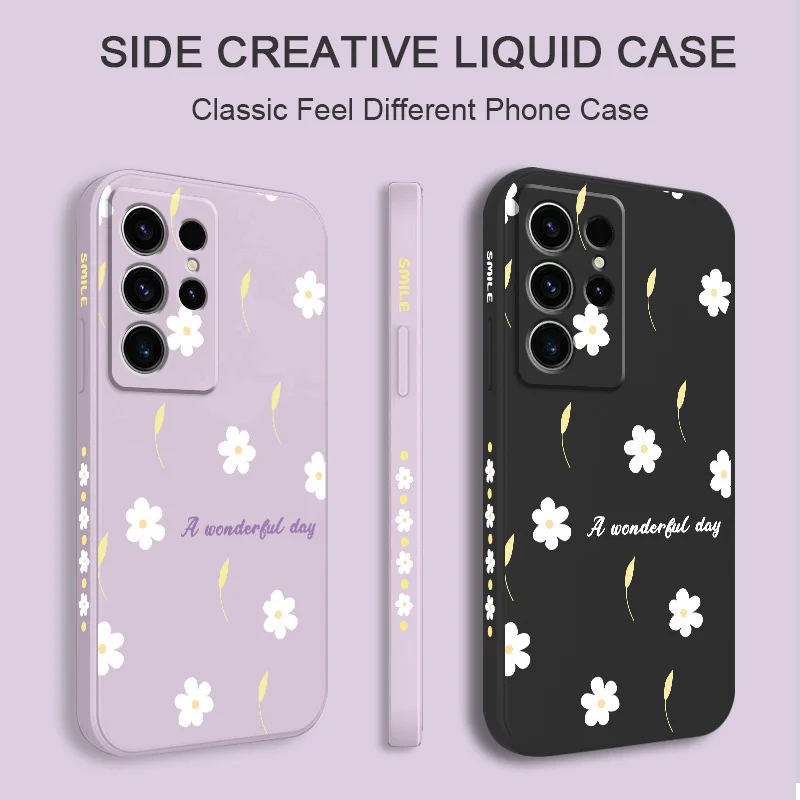 Scattered Daisies Phone Case For Samsung Galaxy S23 S22 S21 S20 S10 S10E S9 Ultra Plus FE Note 20 Ultra 10 9 Plus Cover