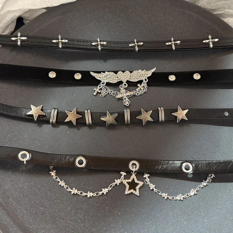 Neue Trendy Gothic Geometrie Stern Kristall Choker Anhänger Kette Halsketten Für Frauen Charme Y2K Vintage Harajuku Zubehör Schmuck