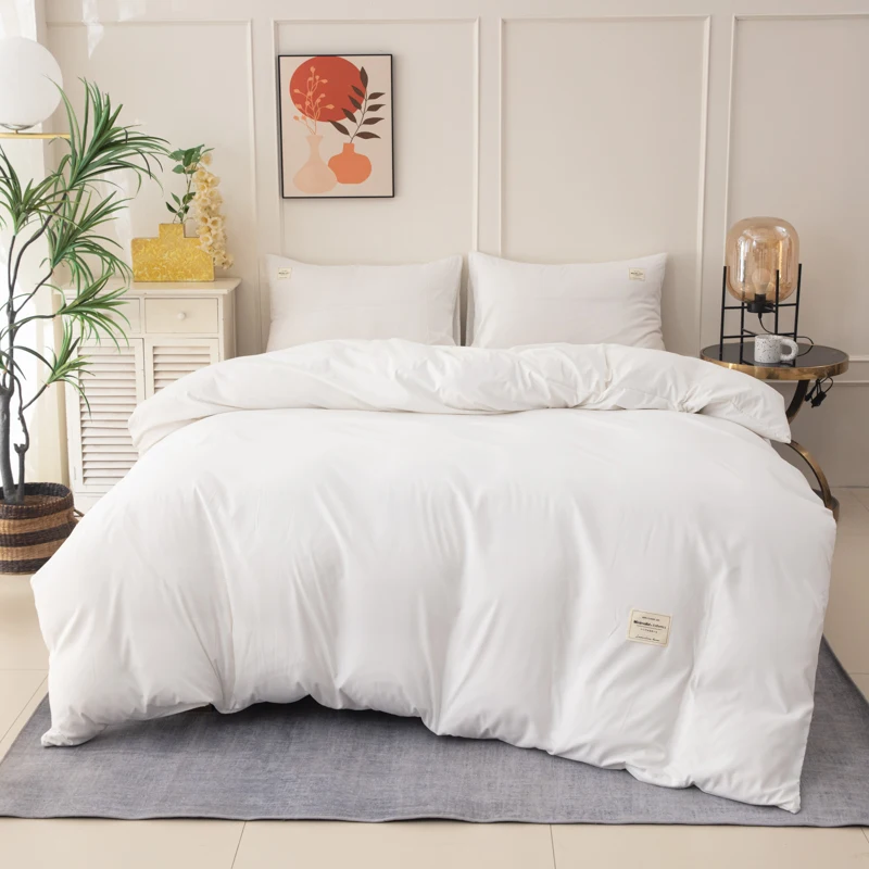 thickened-110g-polyester-ultra-soft-white-4-piece-set-combination-set-japanese-style-minimalist-soft-comfortable-breathable-solid-color-bedding-set-nordic-style-patchwork-design-simple-duvet-set-suitable-for-bedrooms-and-hotel-rooms-usable-all-year-round-includes-duvet-cover-pillowcase-bed-sheet-does-not-include-pillow-and-quilt-inserts