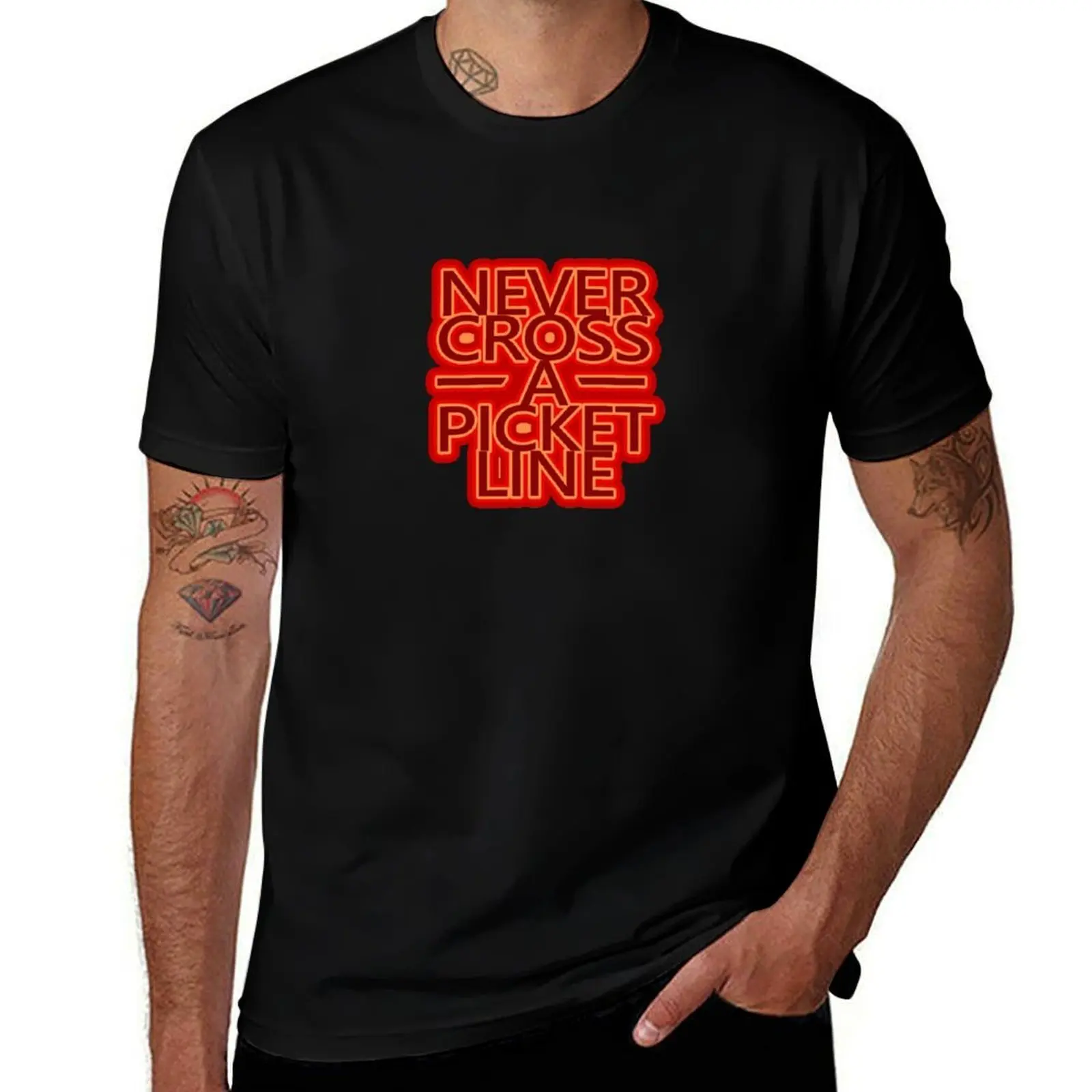 Never Cross a Picket Line T-Shirt Fitness Training Breathable Tee T-Shirt