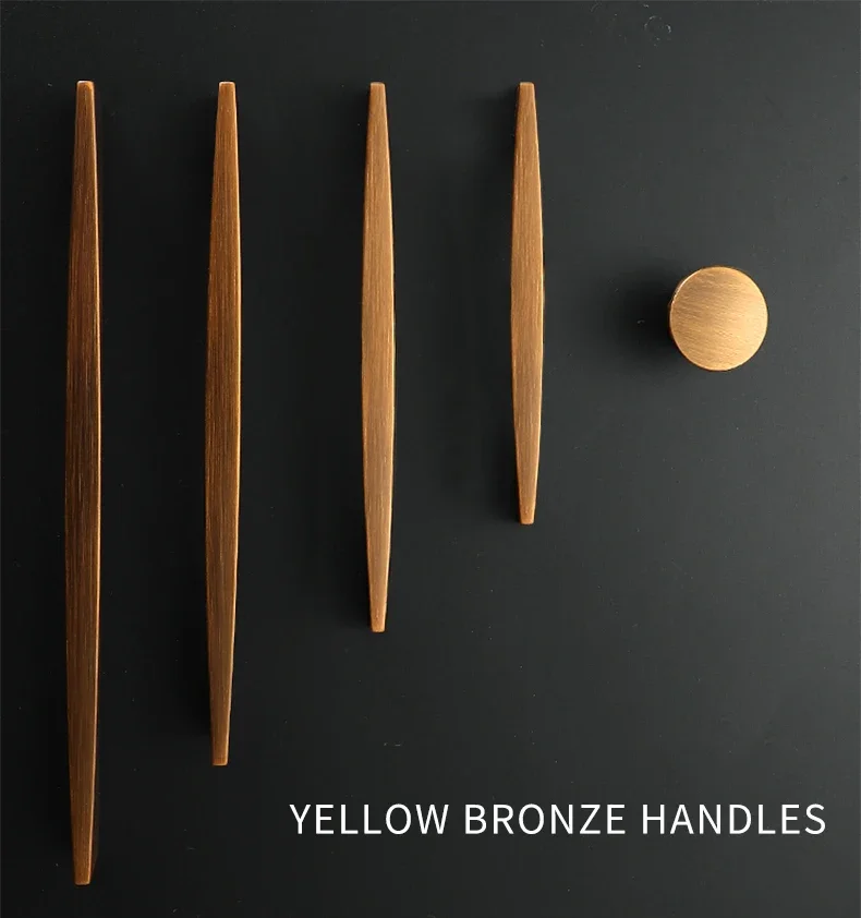 Yellow Bronze Furniture Handle Vintage European Style Bronze Kitchen Cabinet Handles Drawer Knobs Door Pulls Hardware