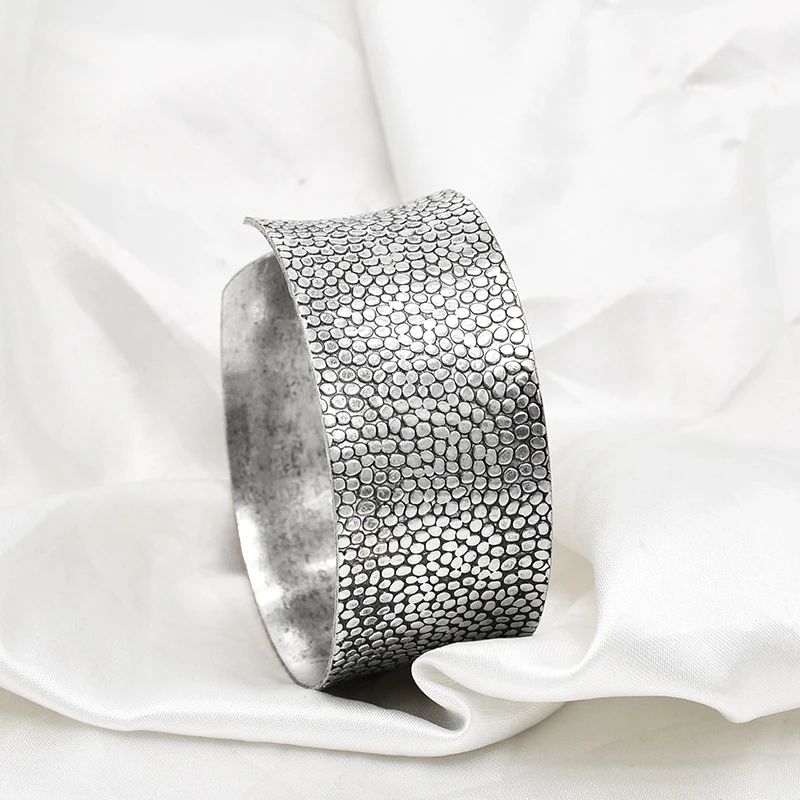 Women Cuff Bracelet Tibetan Silver Fashion Carving Vintage Boho Ethnic Bracelet Exaggerated Wide Bohemian Bracelets Female