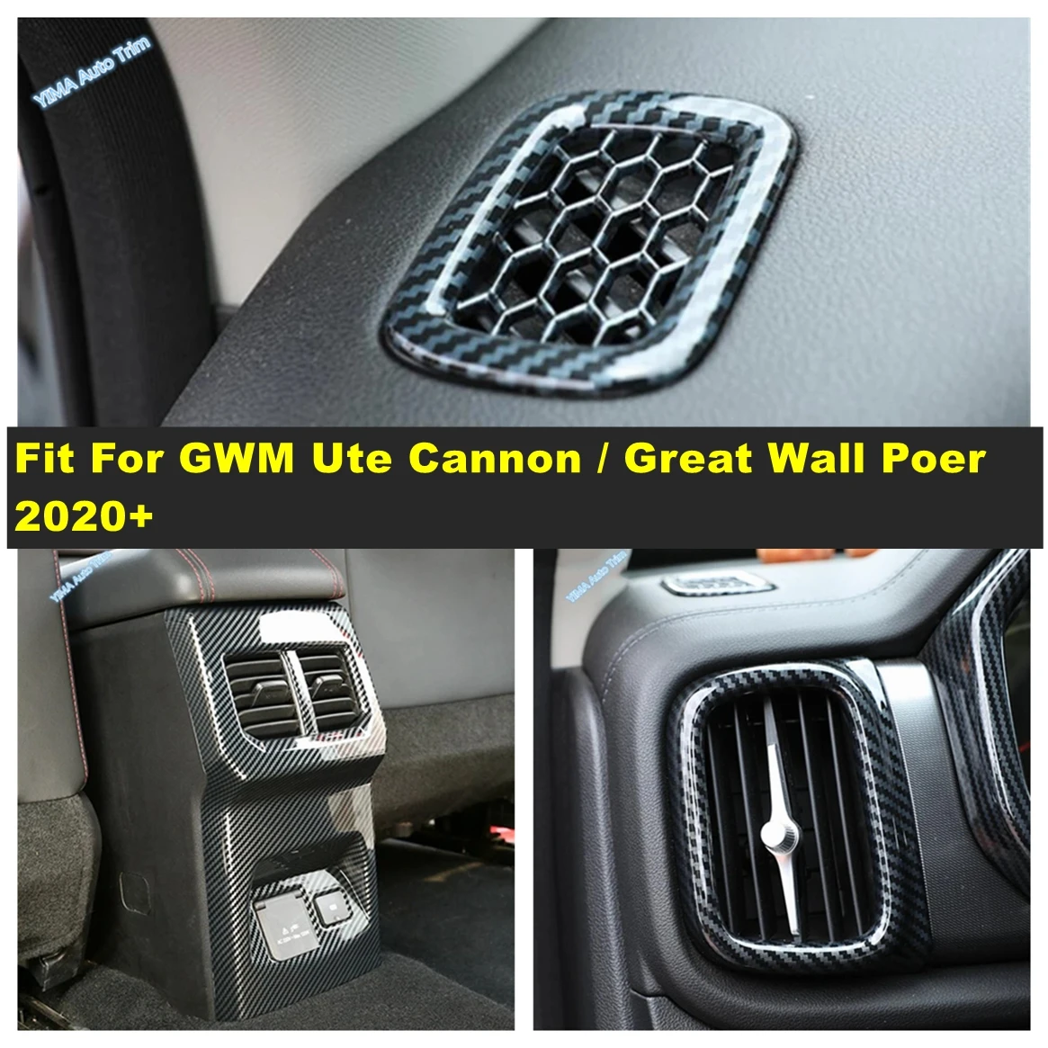 

Carbon Fiber Look Car Dashboard Air AC Outlet Vent Decor Frame Cover Trim For GWM Ute Cannon / Great Wall Poer 2020 2021 2022
