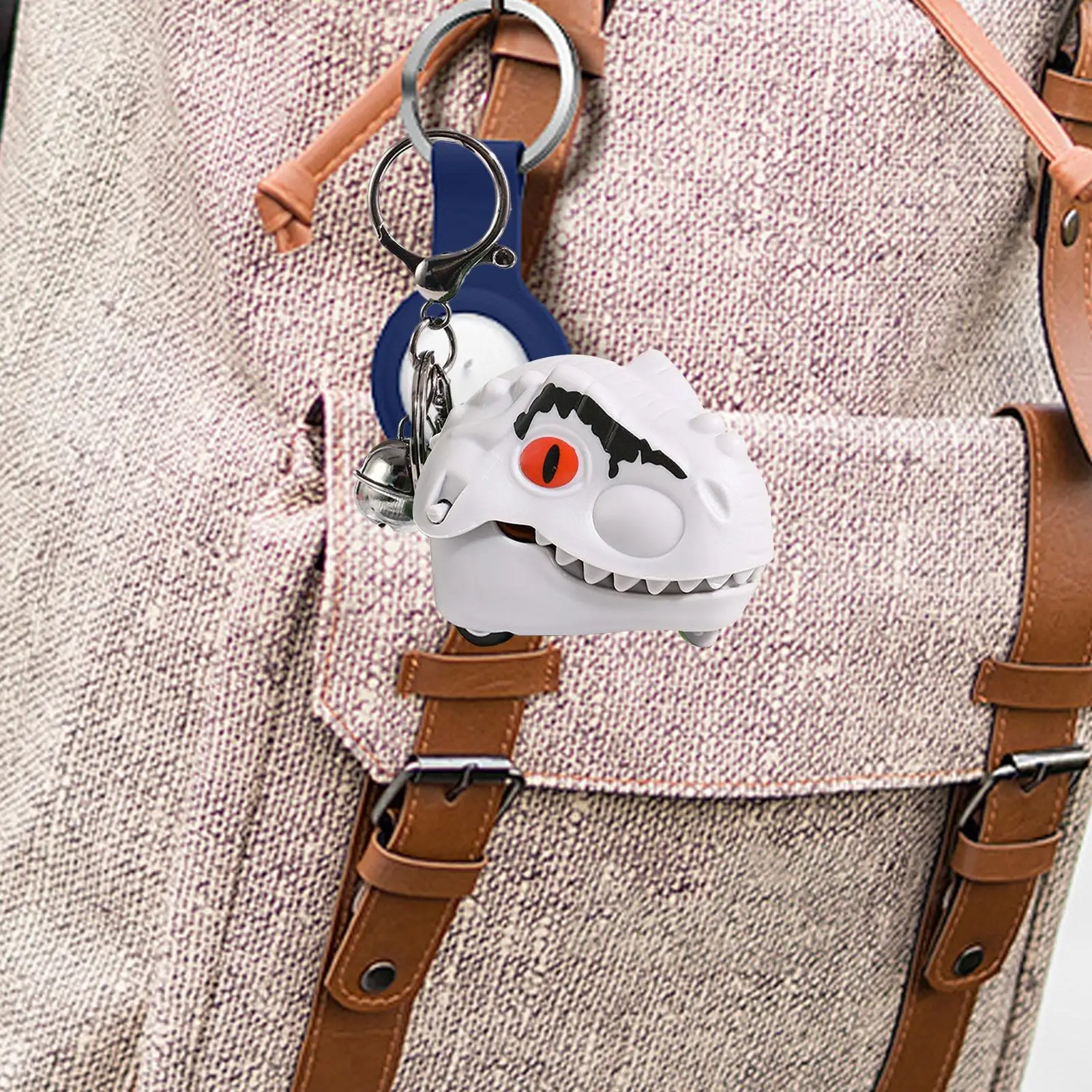 Lindo llavero realista de dinosaurio, colgador de mochila versátil y a la moda, llavero de Animal bonito para morder el dedo, regalo de viaje